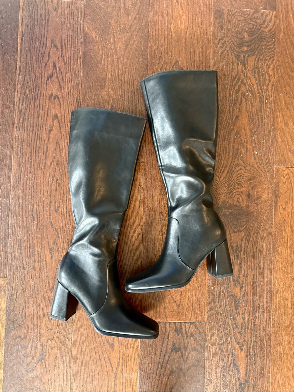 Brand New- In-Box- Classic Black Knee-High Block Heel Boots - Womens Size 9
